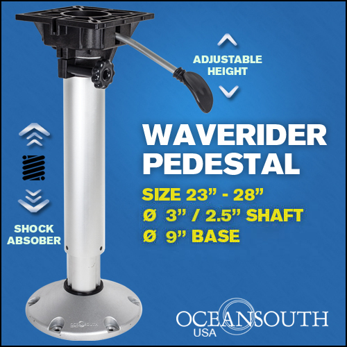 Shock Absorbing Adjustable Waverider Boat Seat Pedestal 23'' – 28''