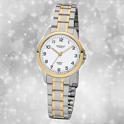 Regent Damenuhr silber gold Elegant Quarzuhr Analoguhr URF1006