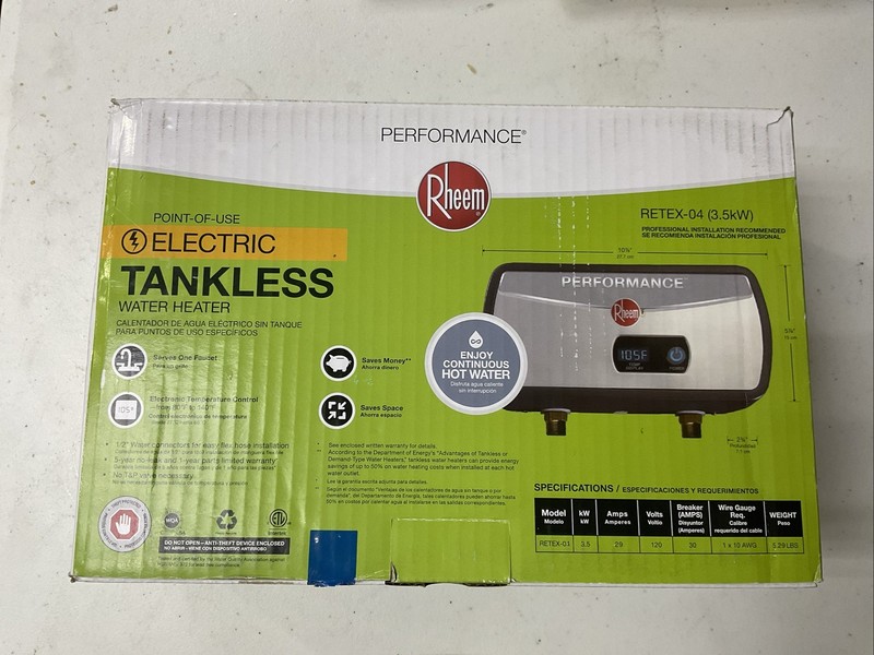 Rheem RETEX-04T - 3.5kw Tankless Water Heater Water Heater 30amp