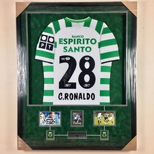 Rookie Sporting CP Cristiano Ronaldo Signed Jersey Framed BECKETT BAS