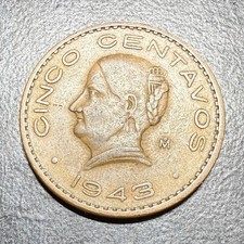 1943-Mo Mexico 5 Centavos KM# 424 WWII Era Coin