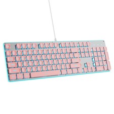 104-Key Retro Punk Keyboard Full Size Typewriter Pink Square Keycap LED