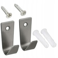 2x Bathroom Hook Silver Stainless Steel Wall Mounted Screw Fix Durable Organizer