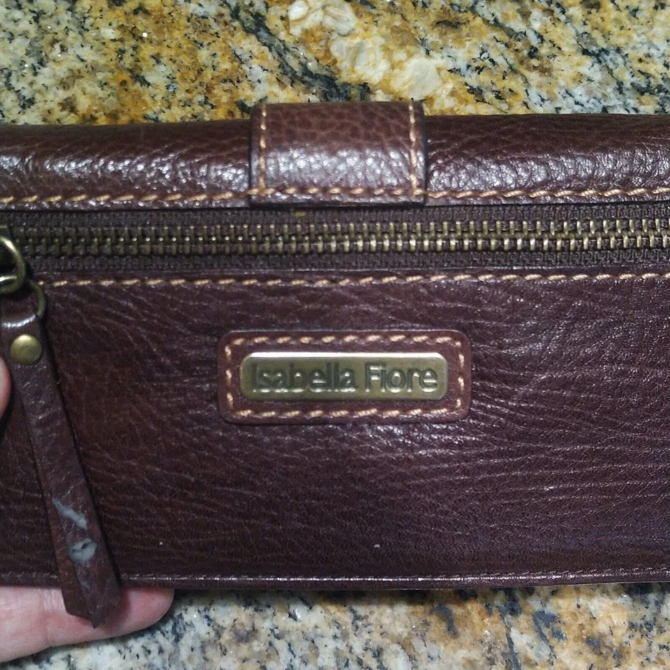Isabella Fiore Mujer Cuero Marrón Tachonado Hebilla Tarjetero Billetera Bolso sin asas Foto 4 de 4