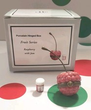 Raspberry PHB Porcelain Hinged Box w/Jar of J...