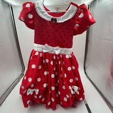 Disney Store Minnie Mouse Costume Dress Girls 7/8 Red Polka Dot Halloween 128cm