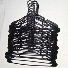 Lot of 24 Black Plastic Clothes Hangers Standard Adult Size Closet Storage