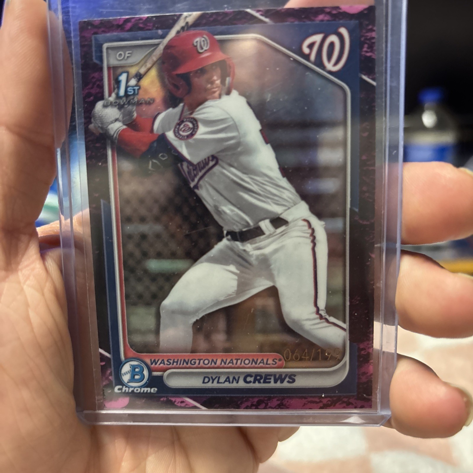 DYLAN CREWS 2024 BOWMAN CHROME #BCP-23 1ST FUCHSIA LUNAR GLOW REFRACTOR 74/199