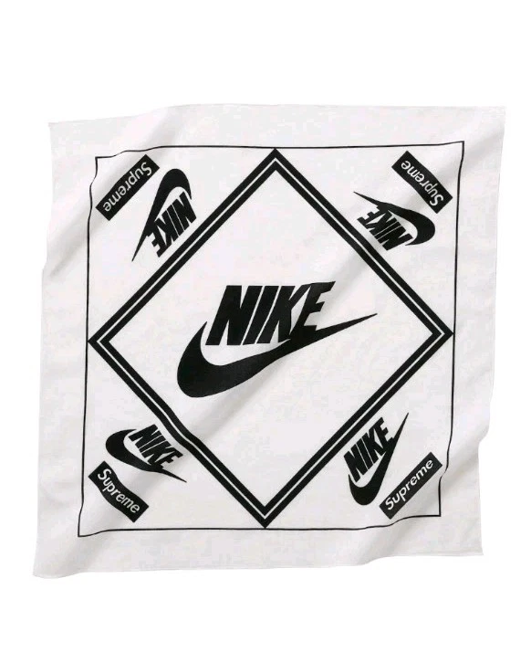 FW19 Supreme Nike Bandana White Black Cotton Scarf 21.25