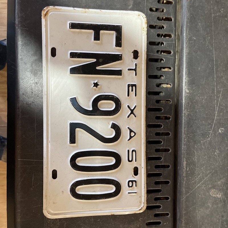1961  Texas License Plate