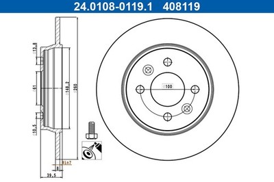 2x ATE Bremsscheibe 24.0108-0119.1 für RENAULT CLIO 5 LPG B7MT SCe B7MG B7MR TCe
