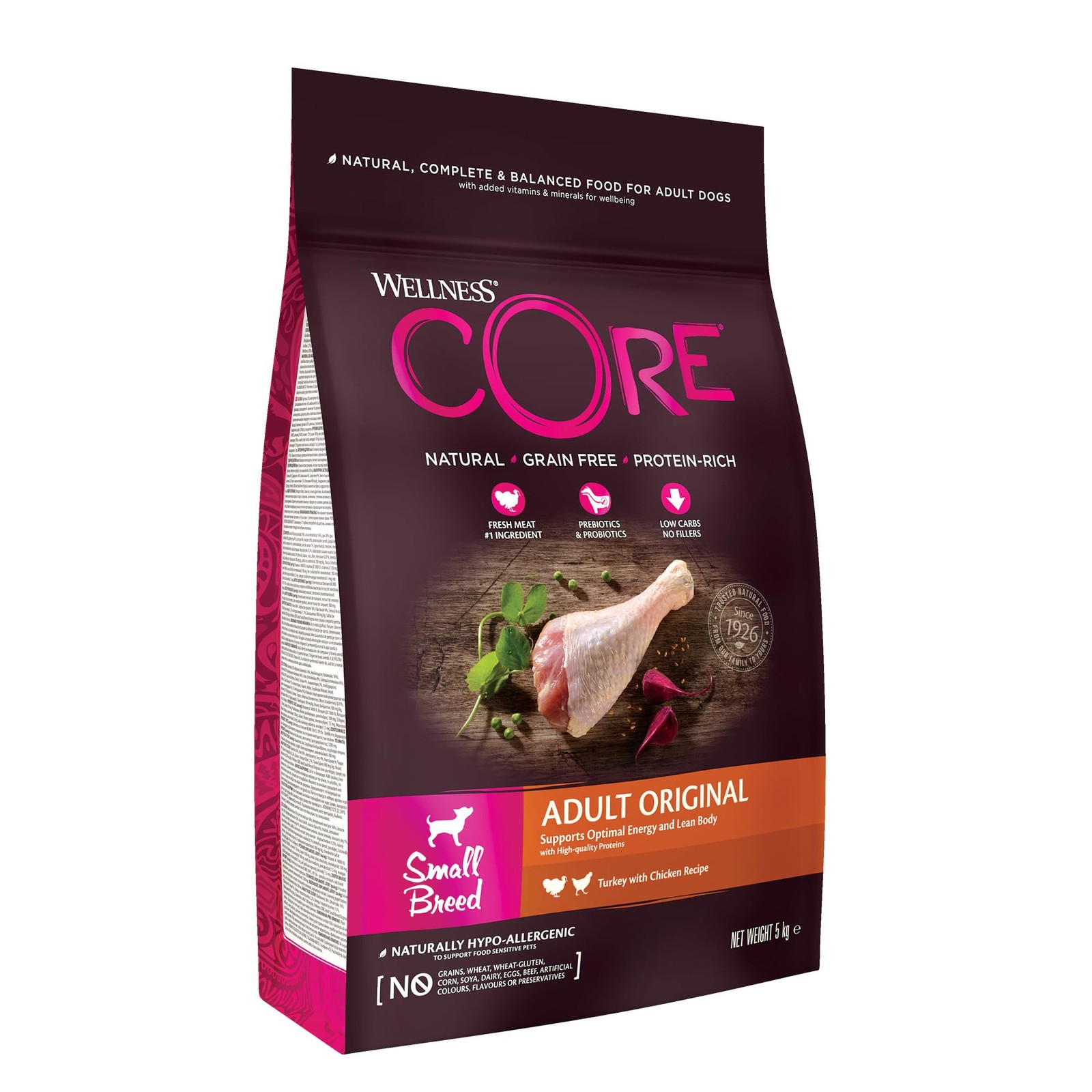 Wellness CORE Original 5 kg Chicken & Turkey Dry Dog Food for Small Breeds Grain