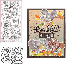 Thanksgiving Stamps and Dies Set for Card Making,Clear Stamps and Metal Cutting