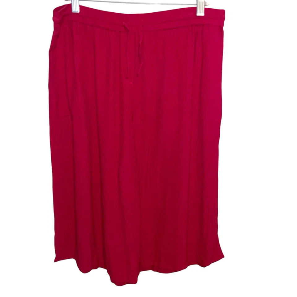 Шорты женские J Jill большие домашние животные красные эластичные на талии на шнурке широкие кюлоты - Изображение 2 из 4