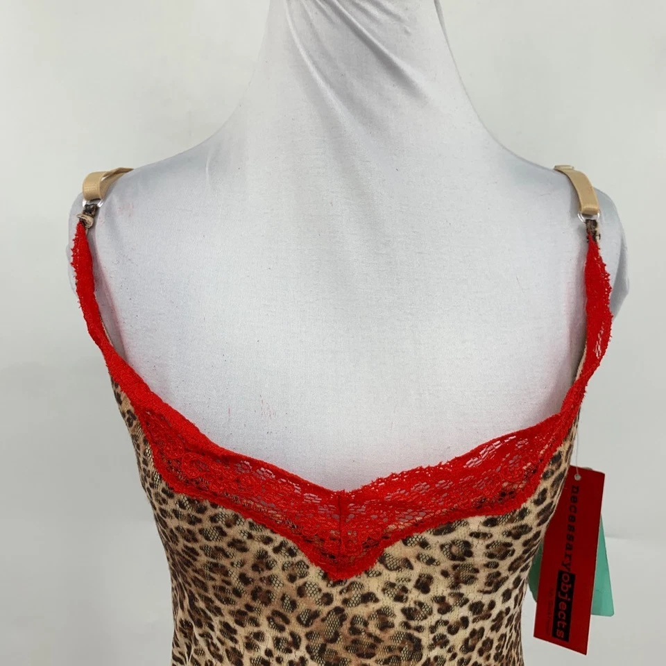 Necessary Objects Cami Womens S Small Multi Leopard Lace Overlay Lined Cropped - Image 4 of 4