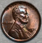 Uncirculated 1931-D Lincoln Cent, Frosty, Red-Brown specimen.