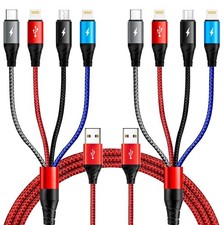 Multi Charging Cable, 2Pack 6FT 4 in 1 Multiple Chargers Cord 6 feet, Red