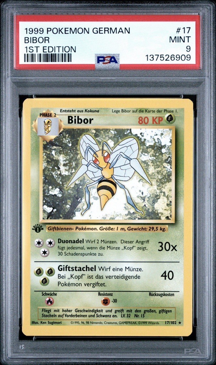 1999 Pokemon GERMAN 1st Edition Base Set Bibor-Beedrill 17/102 PSA
