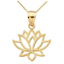Gold Lotus Flower Pendant Necklace (Available...