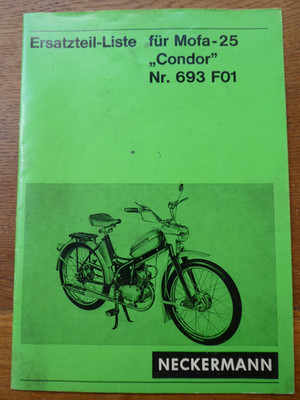 original NECKERMANN  CONDOR Mofa 25 1972 ERSATZTEILLISTE Ersatzteile Liste