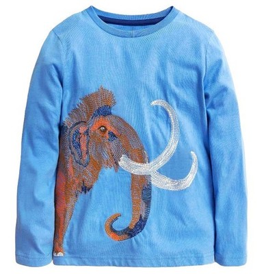 Mini Boden Girl's Superstitch Mammoth T-Shirt in Blue Provence 7-8Y, 9-10Y