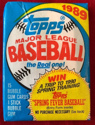 (1) 1989 Topps MLB Baseball Wax Pack (15 Cards) Factory Sealed!