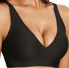 Jelly Bras for Women No Underwire Wireless Deep V Seamless Push Up Bra Band 32