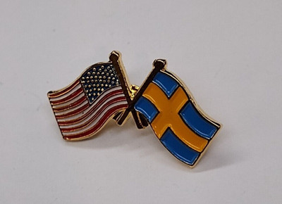 USA & Sweden Dual Flags Lapel Pin