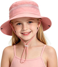 Outdoor Kids Sun Hat for Boys Girls Wide Brim Mesh Bucket Hat UPF 50 Sun Protec