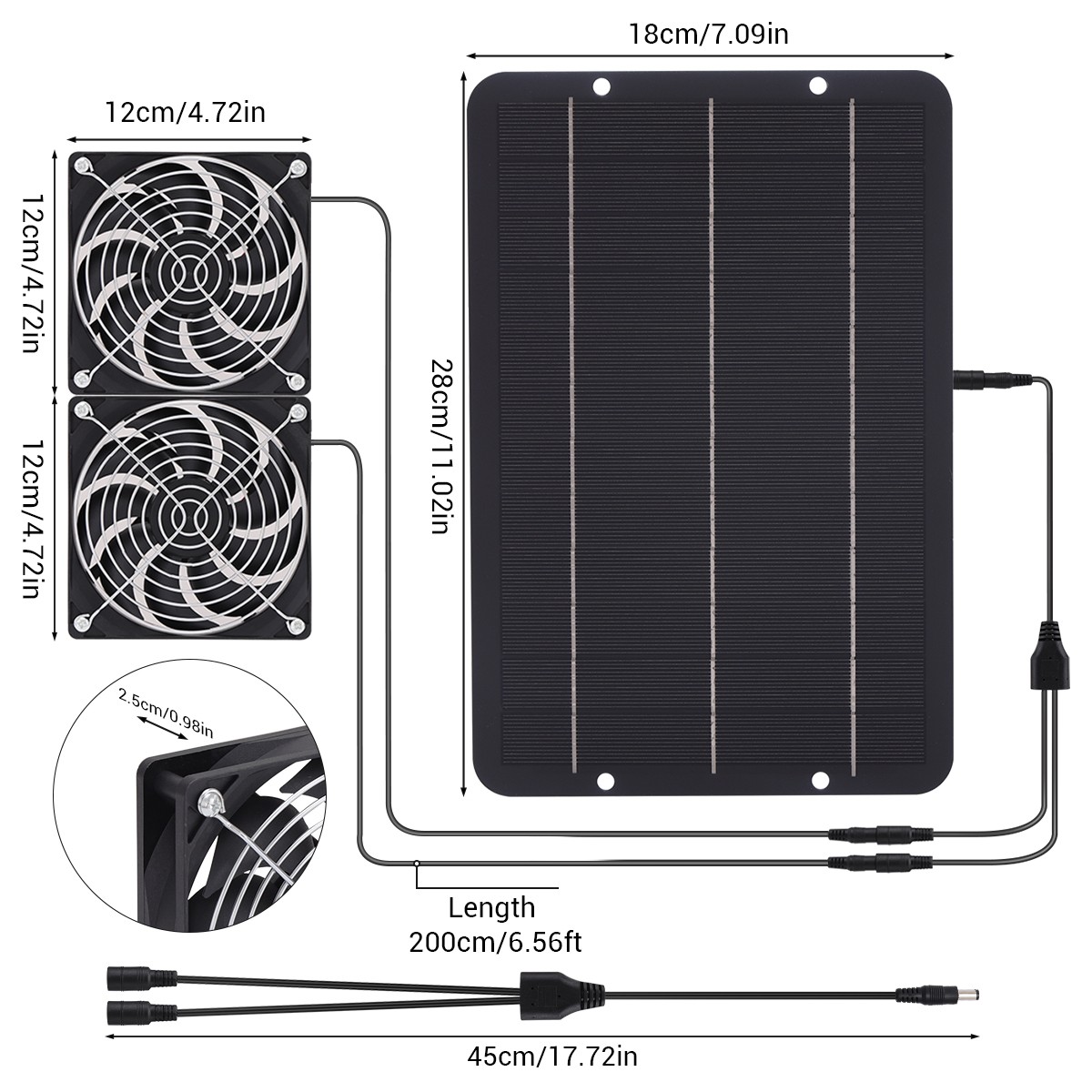 Solar Powered Dual Exhaust Fan Solar Panel Fan 12V For Greenhouse Shed Attic
