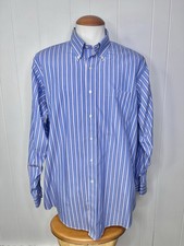 Brooks Brothers Original Non Iron Light Blue Striped Dress Shirt Mens 17 - 35