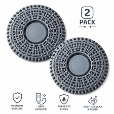 2 Pack Shower Drain Hair Catcher, Silicone Cover with New Black 2pack