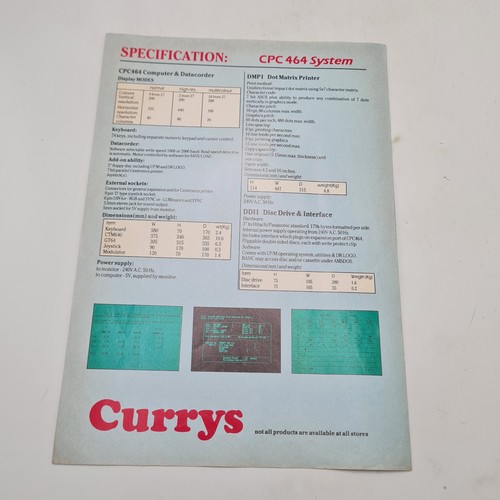 Amstrad CPC464 Currys Advert Sheet Promo Leaflet 1980s - Afbeelding 5 van 8