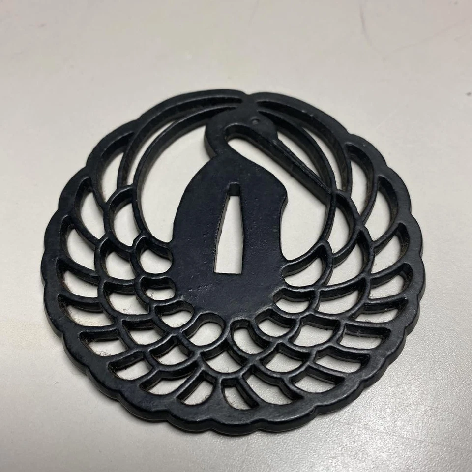 Beautiful Black Metal Tsuba Crane Design Antique Sword Guard Collectible - Image 4 of 4