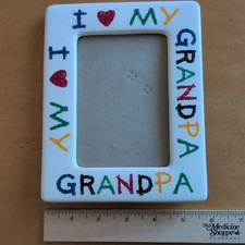 I Love My Grandpa Colorful Ceramic Picture Frame Holds 4x6 Photo