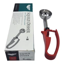 Vollrath 47376 #24 / 1.5 Oz. Thumb Action Disher w/ Red Handle S/S Food Portion