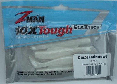 Zman DMIN-84PK5 Diezel Minnowz 4'' Farbe Perle 5 Stück