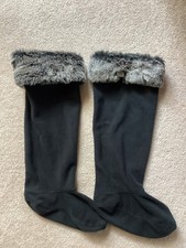 F S 1871 Black Fur Topped Boot Liner Socks