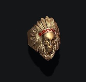 Authentic Native American Skull Ring, Native American Ring, Gold Native American Ring