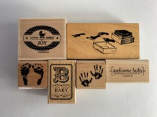 Baby shower wood mount stamp lot