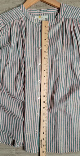 Camisa Top Boden Para Mujer Rosa Verde Brillante Rayas Metálico Lino Talla US 4R - Imagen 9 de 10