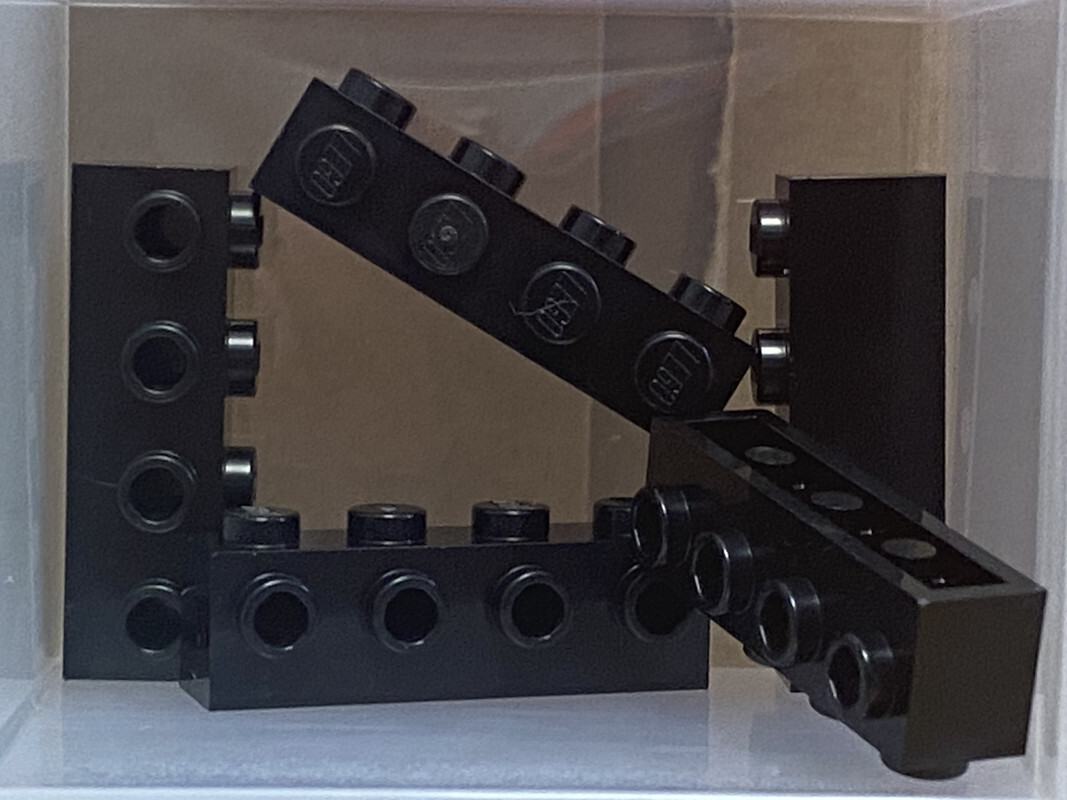 LEGO Parts - Black Brick, Modified 1 x 4 with Studs on Side - No