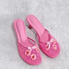 New Womens Summer Shoes Flower Hollow Out Sandals Elegant High Heels Slippers Sz