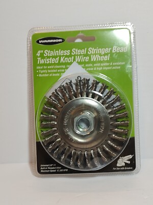 Warrior 4'' Stainless Steel Stringer Bead Twisted Knot Wire Wheel #91281