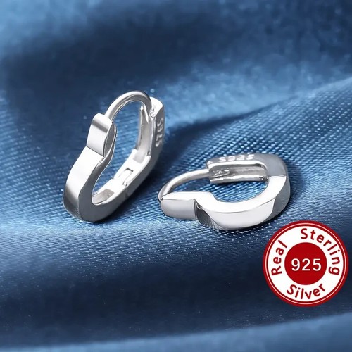 J.RODEM Heart Shape Design 925 Silver Hoop Earrings in Silver and Gold - Picture 4 of 12
