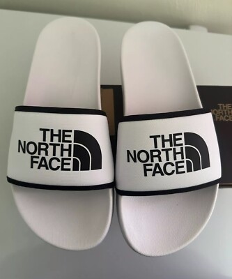 The North Face Womens Base Camp Slide III Slides Sandals White Black Logo 9