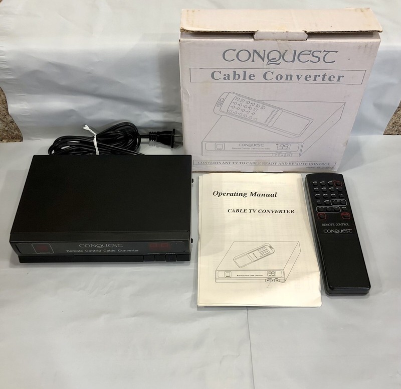 Conquest Brand CATV Cable Converter Box With Remote Control in Box with Manual