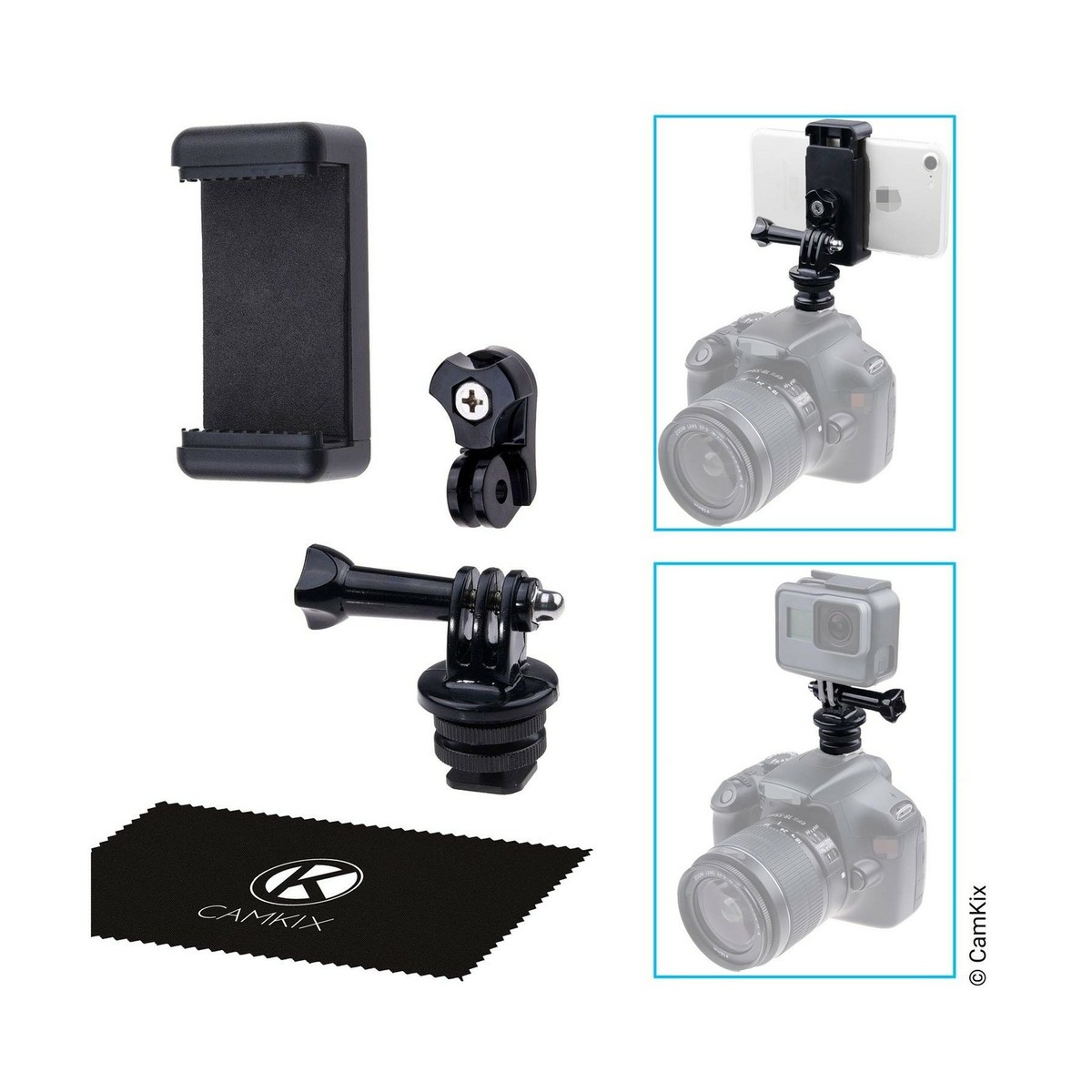 CamKix Hot Shoe Mount Universal Adapter Tripod Kit Phone Action Cam Photo  Camera