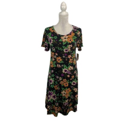 LuLaRoe Floral Carly T-shirt Dress Short Sleeves High-Low Stretch Round Neck NEW