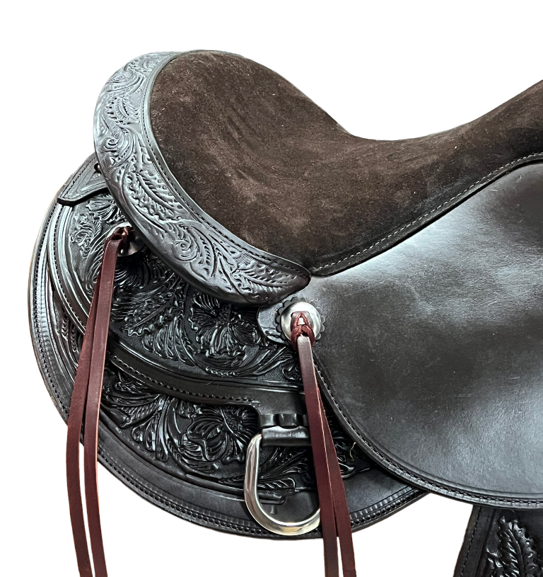 High Horse Oyster Creek Saddle 16" or 17" Reg or Wide, Walnut, Suede